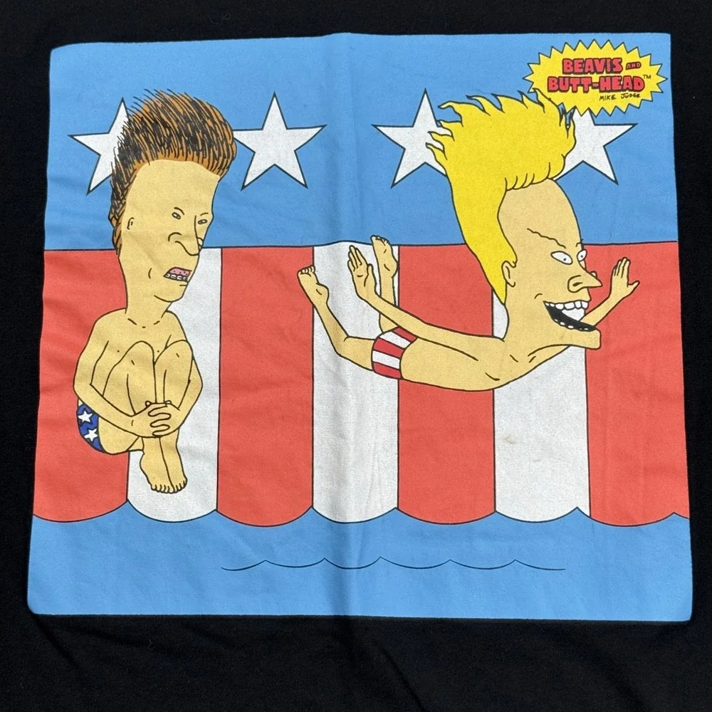 Beavis and Butt-Head Mad Engine T Shirt Mens L Black MTV Cartoon‎ Graphic Tee